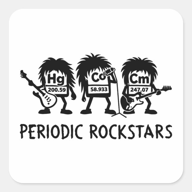 Periodic Rockstars Chemistry Humor Square Sticker (Front)