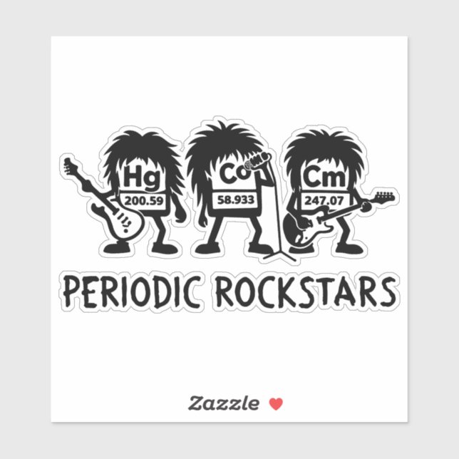 Periodic Rockstars Chemistry Humor Sticker (Sheet)
