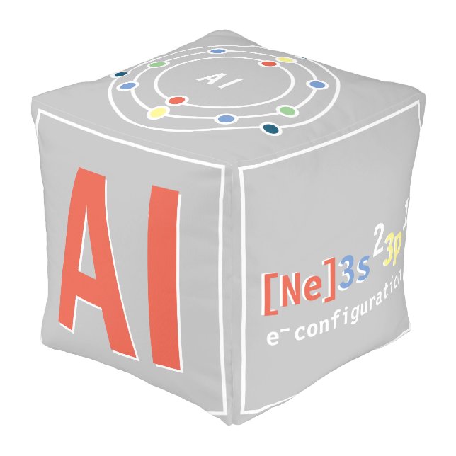 Periodic Table Alphabet Block Aluminum Educational Pouf (Angled Front)