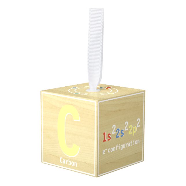 Periodic Table Alphabet Block Carbon Educational C Cube Ornament (Front Angled)