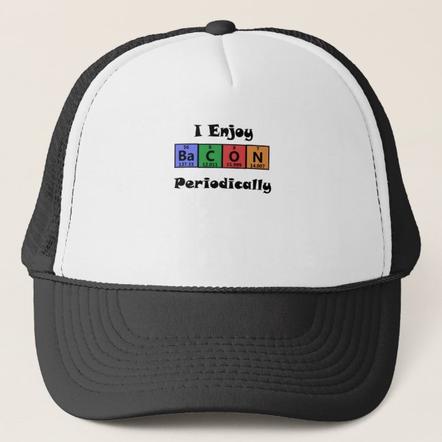 Periodic Table Bacon Science Chemistry Funny Trucker Hat (Front)