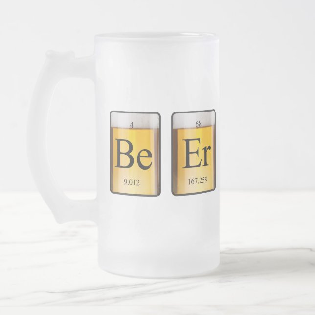 Periodic Table: Be Er Frosted Glass Beer Mug (Left)
