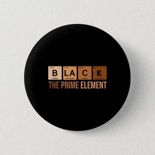 Periodic Table Black The Prime Element Black Histo Button (Front)