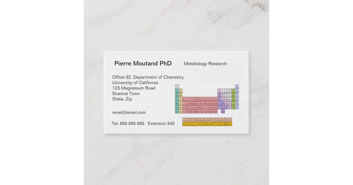 Periodic Table business cards Zazzle