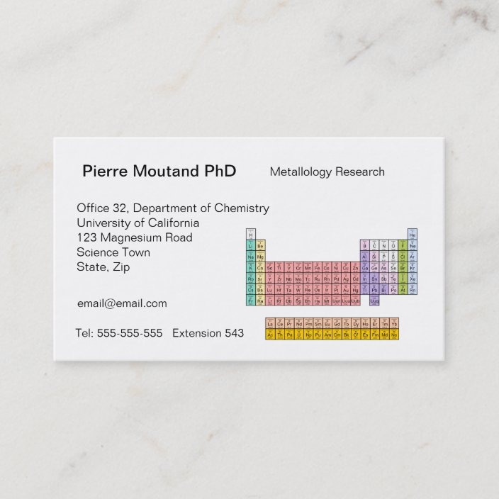 Periodic Table business cards