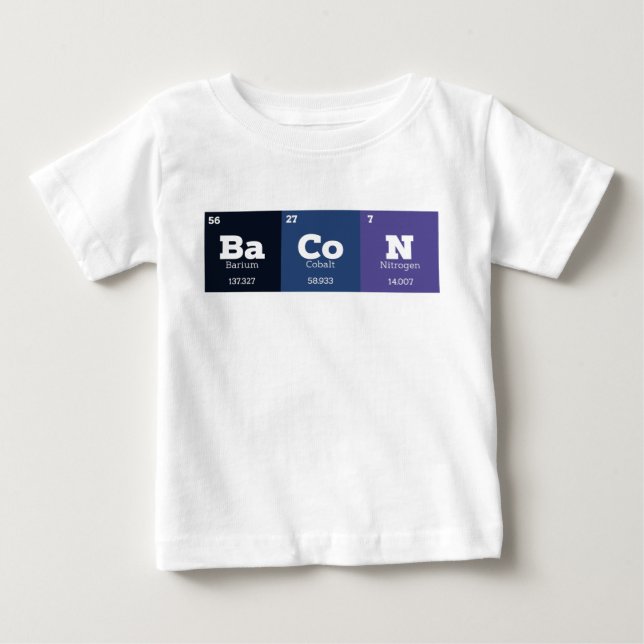 Periodic Table Chemistry Chemical Elements Bacon Baby T-Shirt (Front)