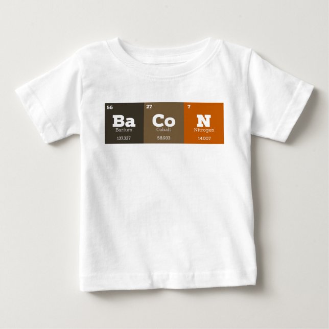 Periodic Table Chemistry Chemical Elements Bacon Baby T-Shirt (Front)
