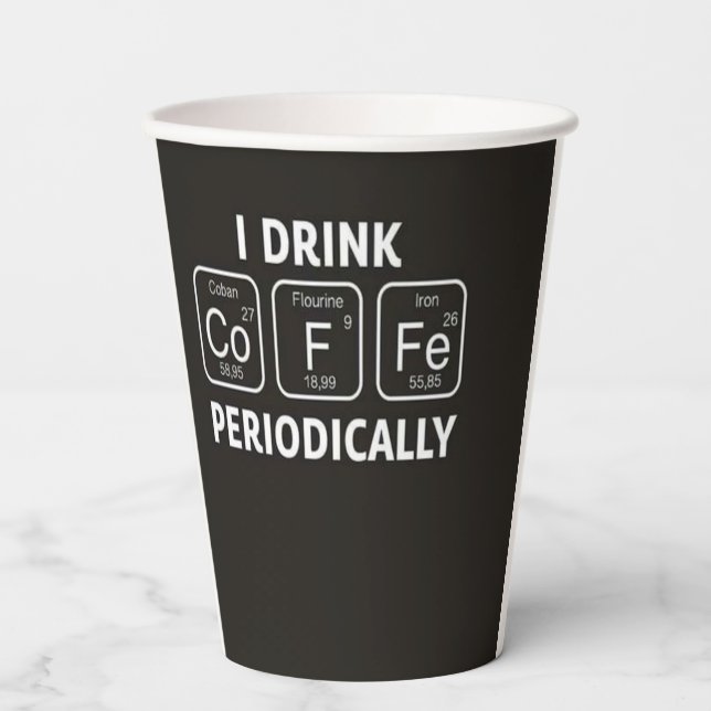Periodic Table Coffee Lover T-shirt Paper Cups (Front)