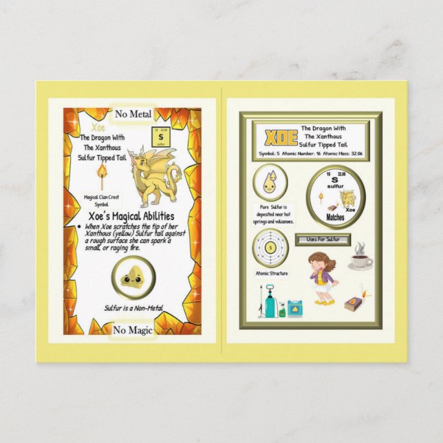 Periodic Table Dragon - Sulfur Postcard (Front)