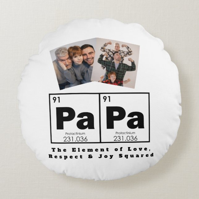 Periodic Table Element Of Papa Dad Gift Round Pillow (Front)