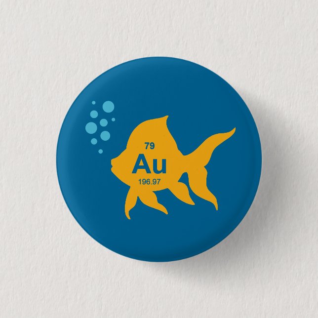 Periodic Table Elemental Gold Fish Pinback Button (Front)