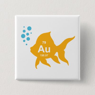 Periodic Table Elemental Gold Fish Pinback Button