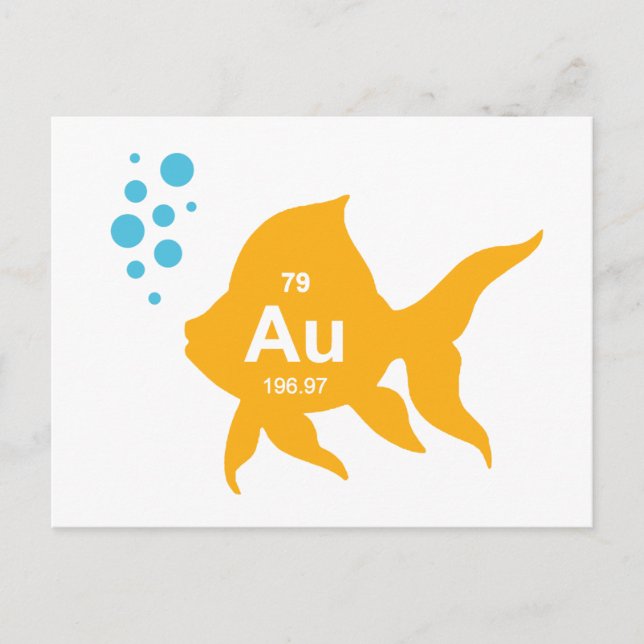 Periodic Table Elemental Gold Fish Postcard (Front)