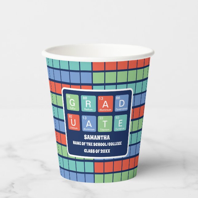 Periodic Table Elements Graduation Party Paper Cups (Front)