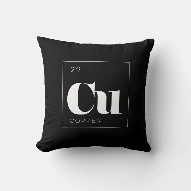 Periodic Table Elements Pillow // Copper (Front)