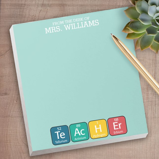 Periodic Table Elements Spelling Teacher - green Notepad (Personalized Notepad - a fun gift or useful promotional product)