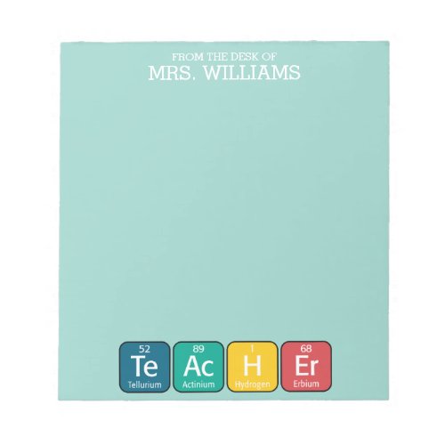 Periodic Table Elements Spelling Teacher _ green Notepad