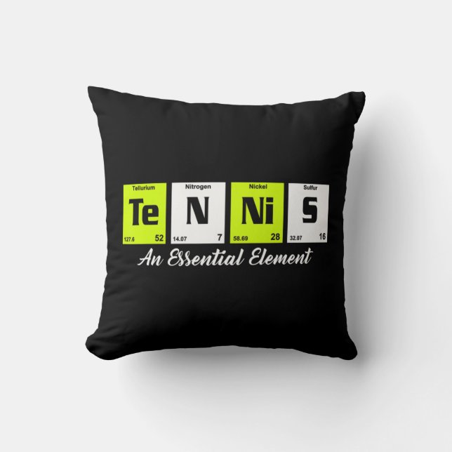 Periodic table Fun Tennis Player gift for men wome Throw Pillow (Front)