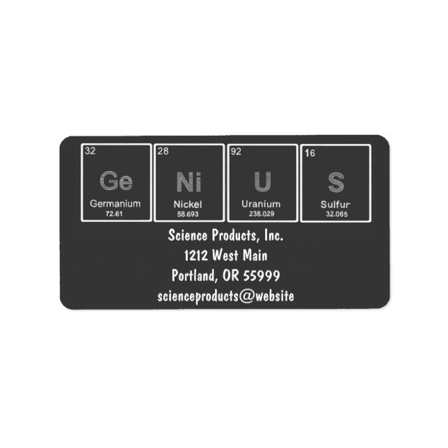 Periodic Table GeNiUS labels (Front)
