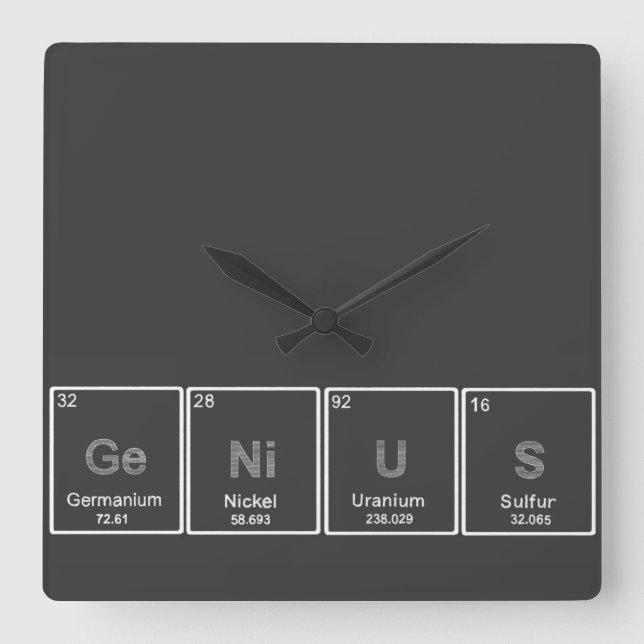 Periodic table GeNiUS square wall clock (Front)