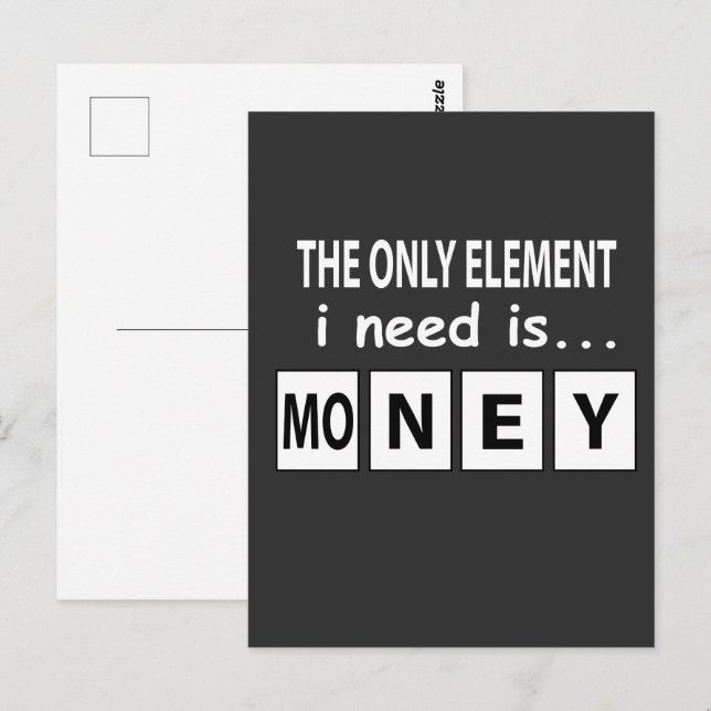 Periodic Table Money Element Funny Periodic Table Postcard (Front/Back)