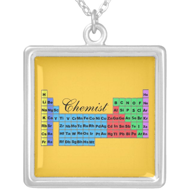 Periodic Table Necklace Sterling Silver "Artsy" (Front)
