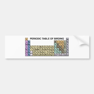 Periodic Table of Birding Bumper Sticker