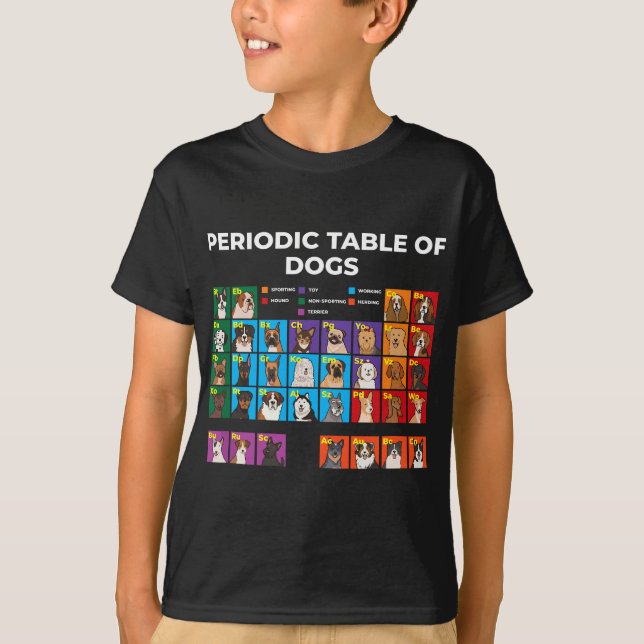 Periodic Table of Dogs, Dog Lover, Funny Science T-Shirt (Front)