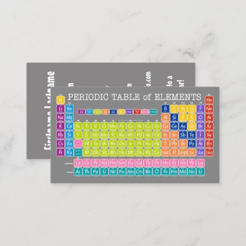 Periodic Table of Elements Back To School Contact Business Card