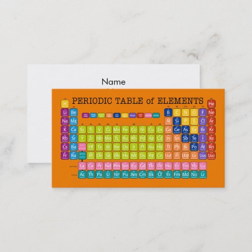 Periodic Table of Elements Business Card