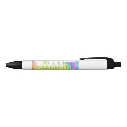 Periodic table of elements colorful black ink pen