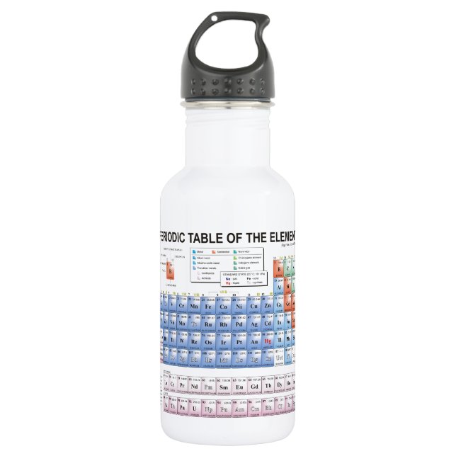 Periodic Table of Elements Fully Updated Stainless Steel Water Bottle (Front)