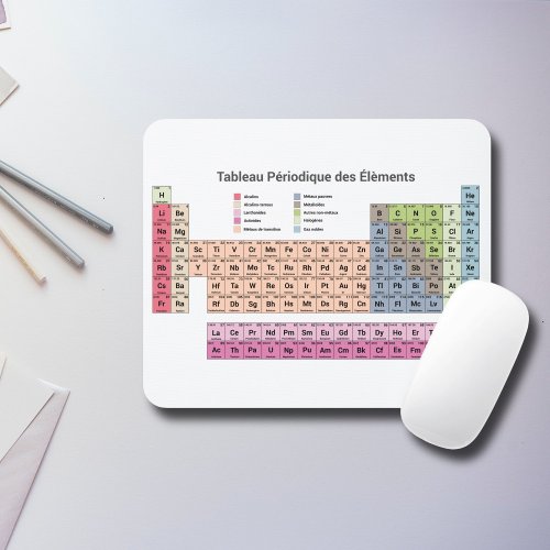 Periodic Table of Elements in French Mouse pad