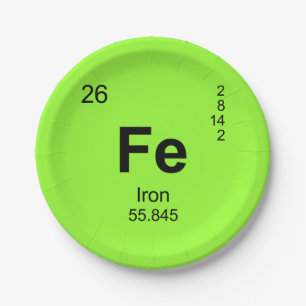 Periodic Table of Elements (Iron) Paper Plates