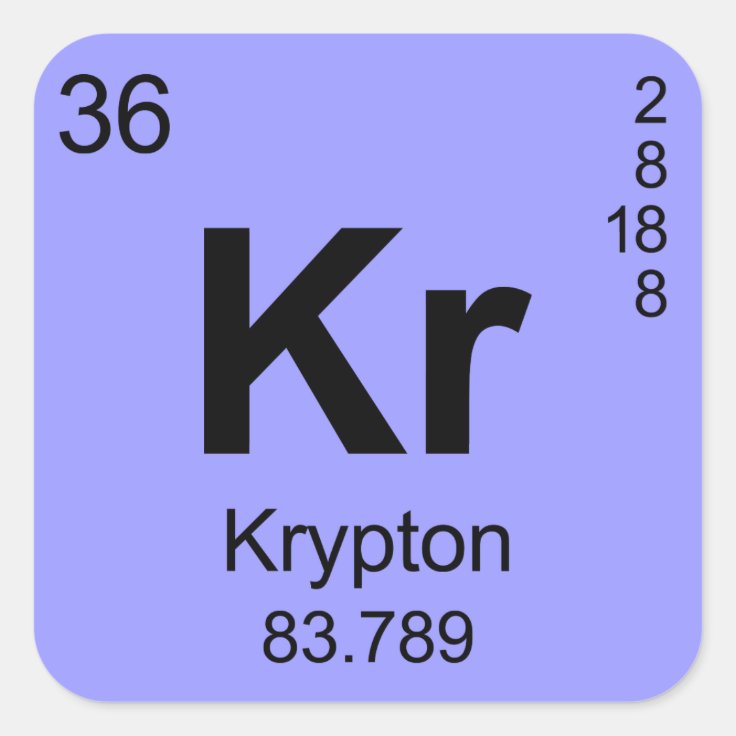 Periodic Table of Elements (Krypton) Square Sticker | Zazzle