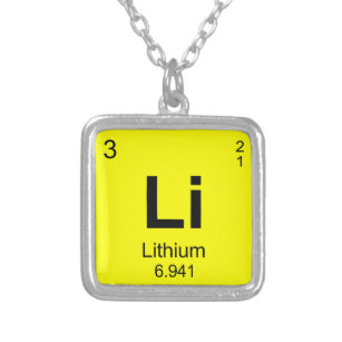 Periodic Table of Elements (Lithium) Silver Plated Necklace