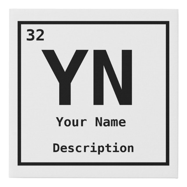 Periodic Table of Elements Name Number  Faux Canvas Print (Front)