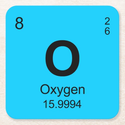 Periodic Table of Elements Oxygen Square Paper Coaster