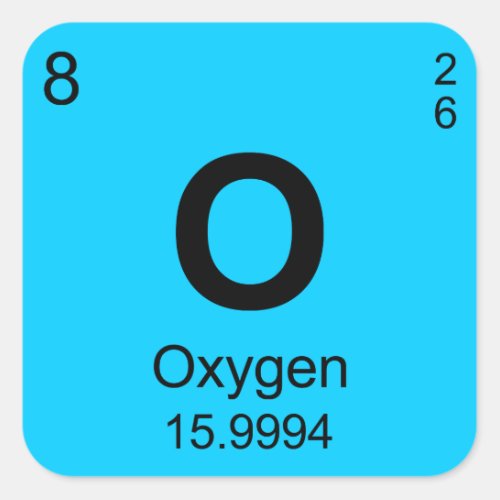 Periodic Table of Elements Oxygen Square Sticker