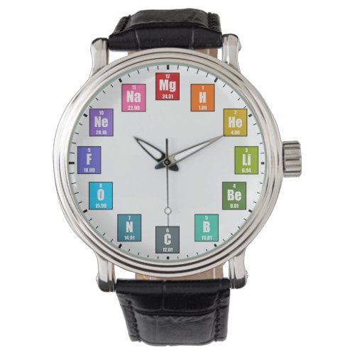 Periodic Table of Elements Rainbow Chemistry Clock Watch