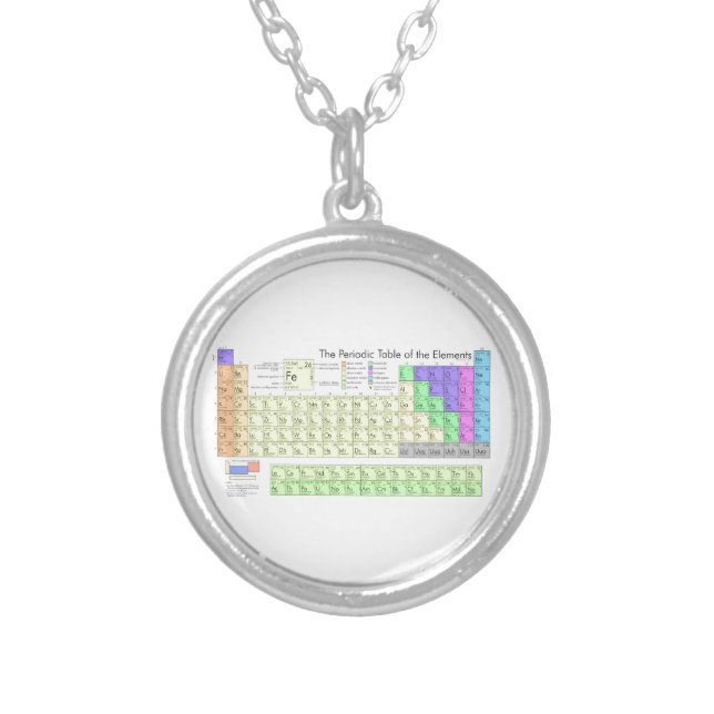 Periodic table of elements silver plated necklace (Front)