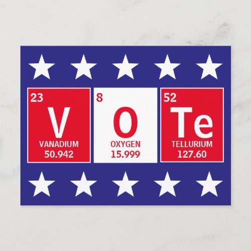 Periodic Table of Elements Spell Vote Postcard