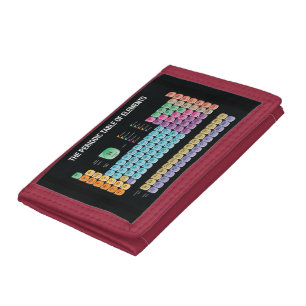 Periodic table of elements tri-fold wallet