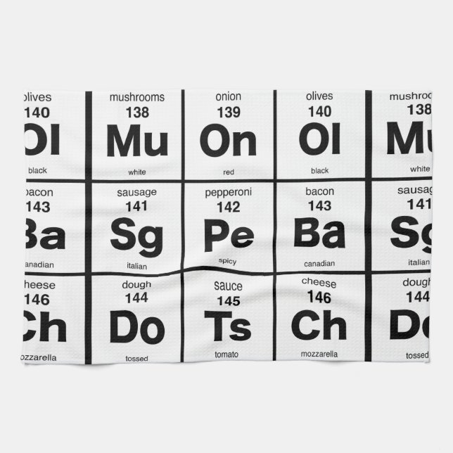 Periodic Table of Pizza Ingredients Towel (Horizontal)