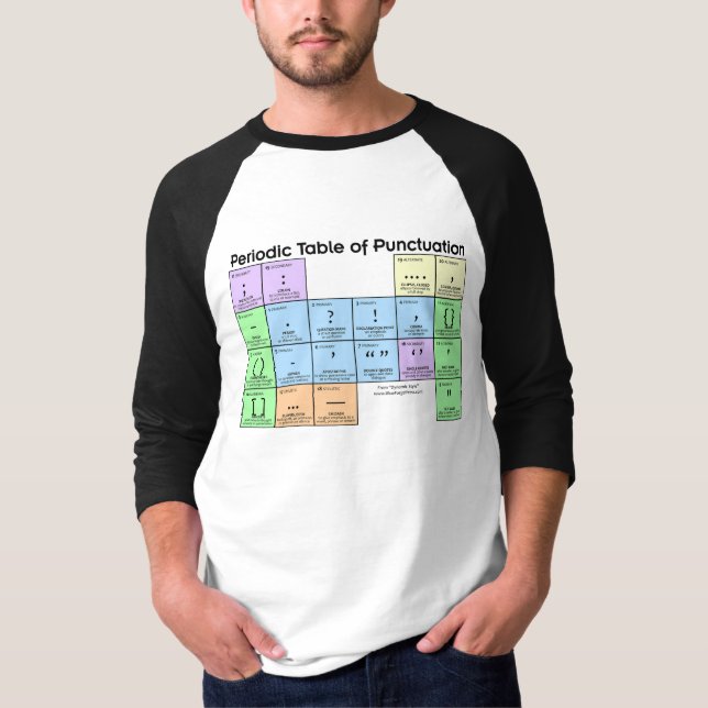Periodic Table of Punctuation Baseball Shirt (Front)