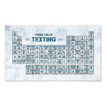 Periodic Table Of Texting (blue) Photo Print by OutFrontProductions at Zazzle