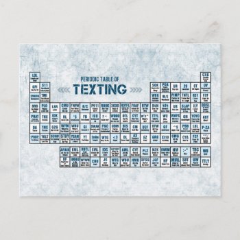 Periodic Table Of Texting (blue) Postcard by OutFrontProductions at Zazzle