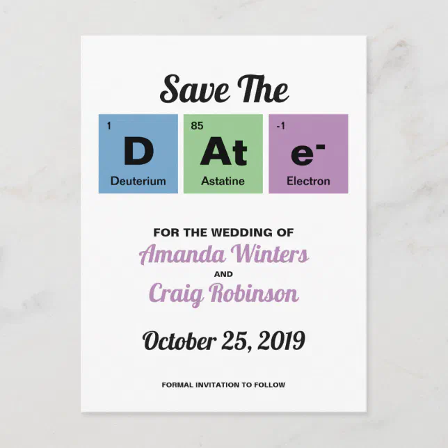 Periodic Table of the Elements Announcement Postcard | Zazzle