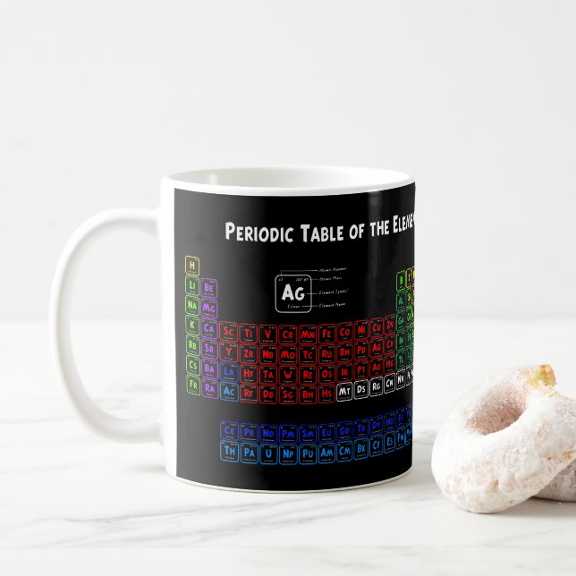 Periodic Table of the Elements Coffee Mug (With Donut)