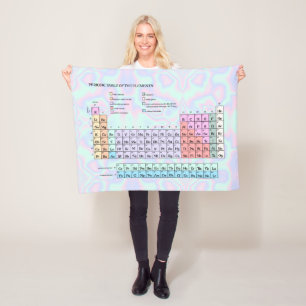 Periodic table of the elements, pastel iridescent fleece blanket